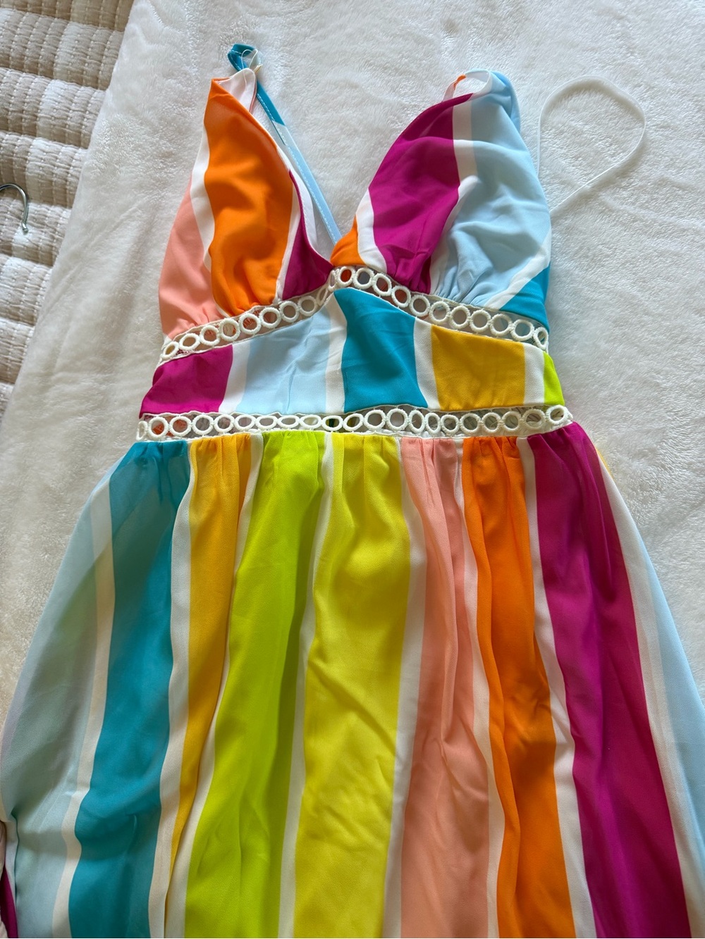 Multi-Color Striped V-Neck Sundress